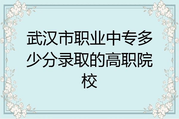 武汉市职业中专多少分录取的高职院校
