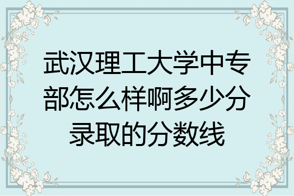 武汉理工大学中专部怎么样啊多少分录取的分数线