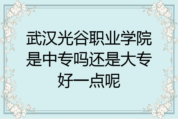 武汉光谷职业学院是中专吗还是大专好一点呢