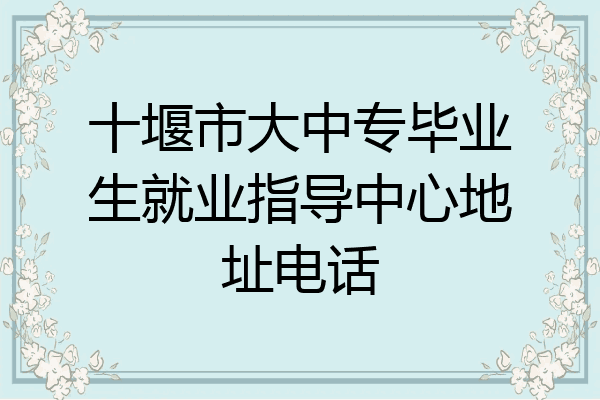 十堰市大中专毕业生就业指导中心地址电话