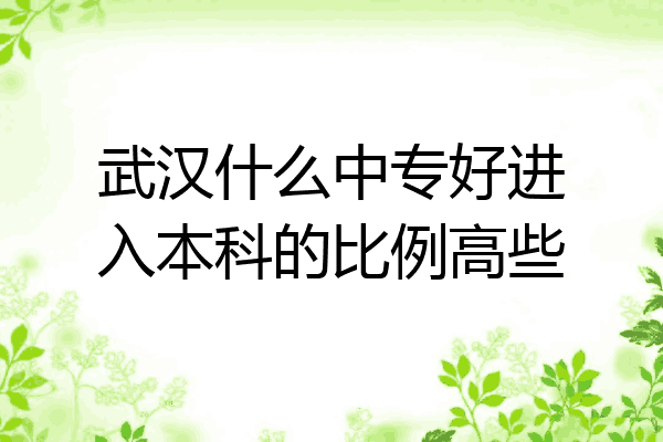 武汉什么中专好进入本科的比例高些