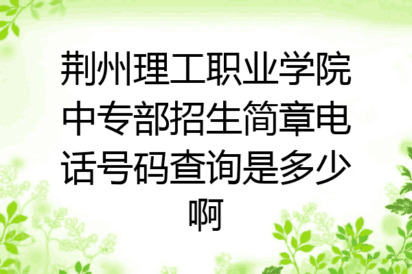 荆州理工职业学院中专部招生简章电话号码查询是多少啊