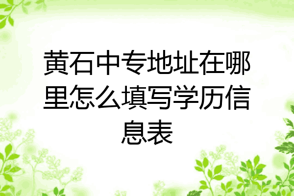 黄石中专地址在哪里怎么填写学历信息表
