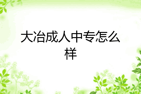 大冶成人中专怎么样