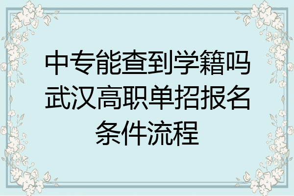 中专能查到学籍吗武汉高职单招报名条件流程
