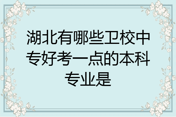 湖北有哪些卫校中专好考一点的本科专业是