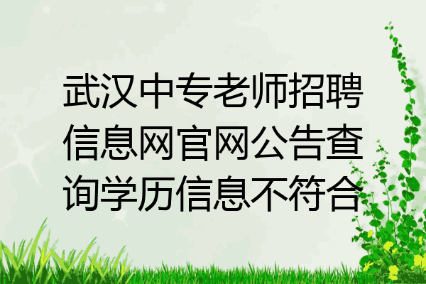 武汉中专老师招聘信息网官网公告查询学历信息不符合
