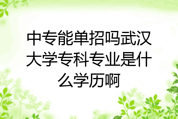 中专能单招吗武汉大学专科专业是什么学历啊