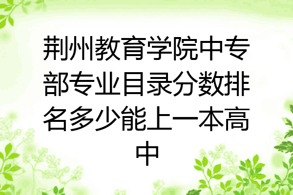 荆州教育学院中专部专业目录分数排名多少能上一本高中