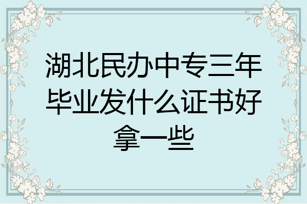 湖北民办中专三年毕业发什么证书好拿一些