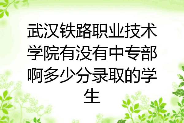 武汉铁路职业技术学院有没有中专部啊多少分录取的学生