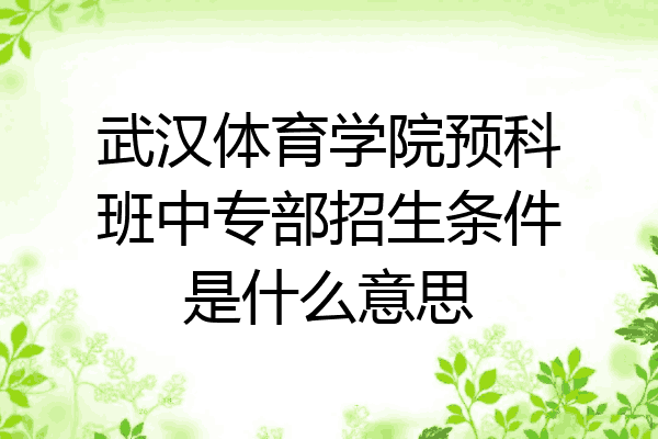 武汉体育学院预科班中专部招生条件是什么意思