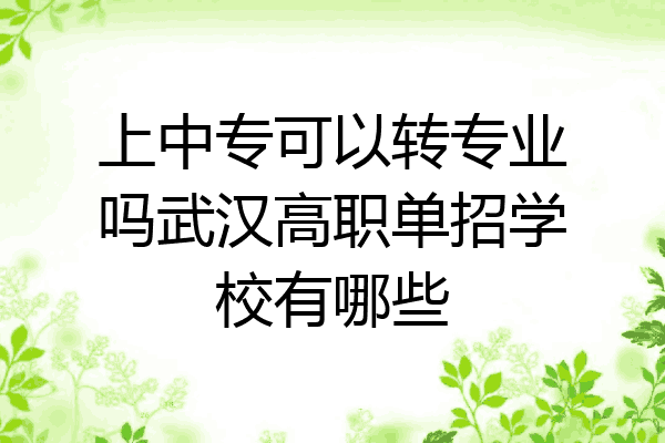 上中专可以转专业吗武汉高职单招学校有哪些