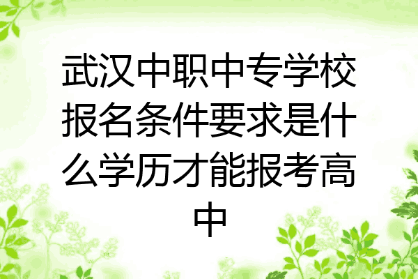 武汉中职中专学校报名条件要求是什么学历才能报考高中