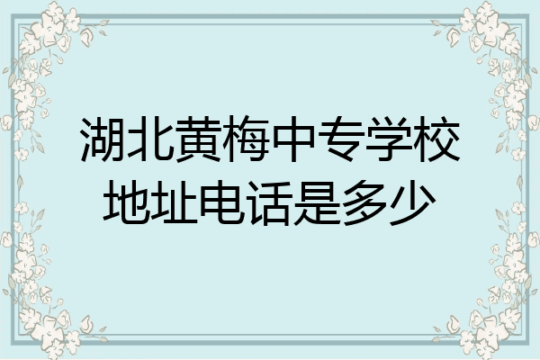 湖北黄梅中专学校地址电话是多少