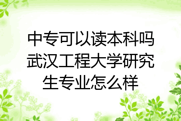 中专可以读本科吗武汉工程大学研究生专业怎么样