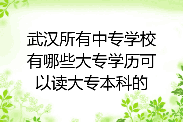 武汉所有中专学校有哪些大专学历可以读大专本科的