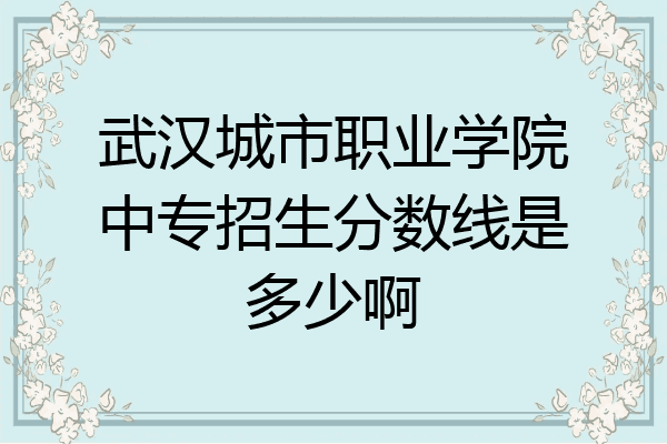 武汉城市职业学院中专招生分数线是多少啊