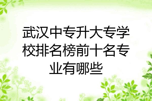 武汉中专升大专学校排名榜前十名专业有哪些