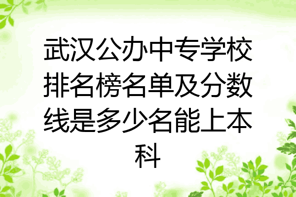 武汉公办中专学校排名榜名单及分数线是多少名能上本科