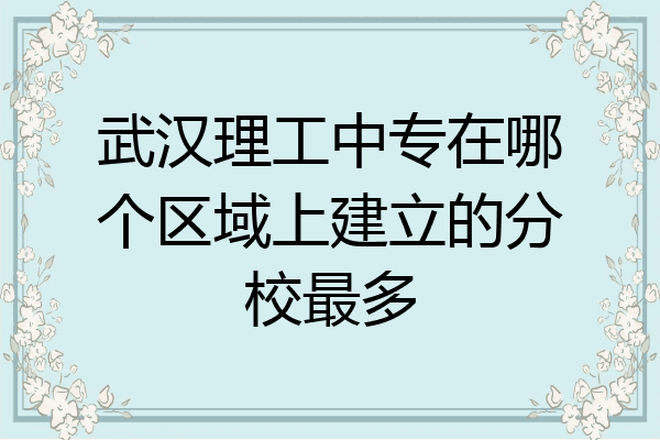 武汉理工中专在哪个区域上建立的分校最多