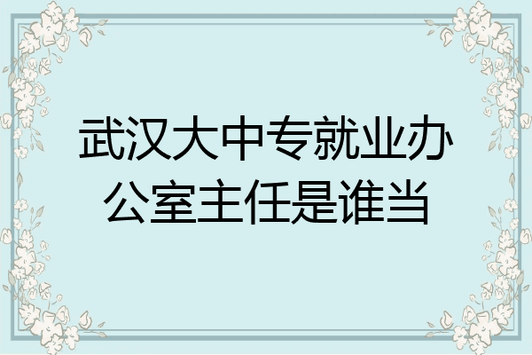 武汉大中专就业办公室主任是谁当