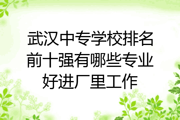 武汉中专学校排名前十强有哪些专业好进厂里工作