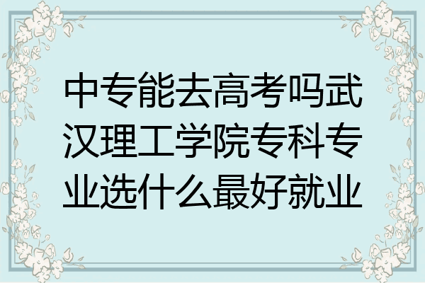 中专能去高考吗武汉理工学院专科专业选什么最好就业