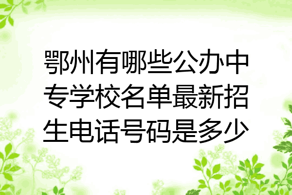 鄂州有哪些公办中专学校名单最新招生电话号码是多少