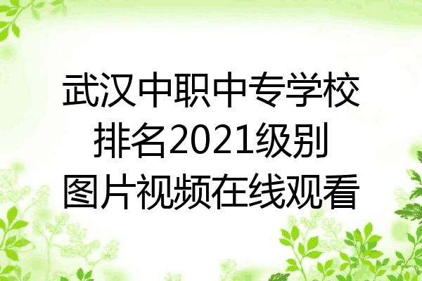 武汉中职中专学校排名2021级别图片视频在线观看