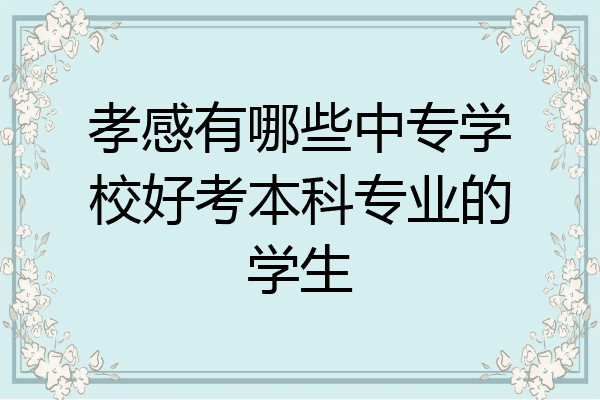孝感有哪些中专学校好考本科专业的学生