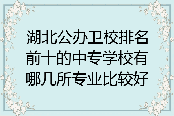 湖北公办卫校排名前十的中专学校有哪几所专业比较好
