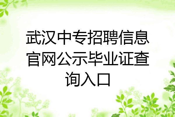 武汉中专招聘信息官网公示毕业证查询入口