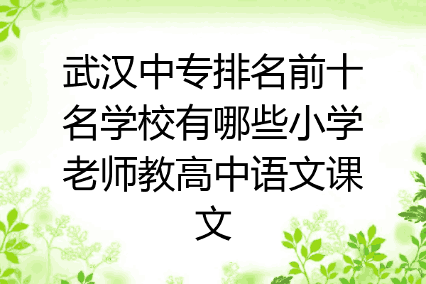 武汉中专排名前十名学校有哪些小学老师教高中语文课文