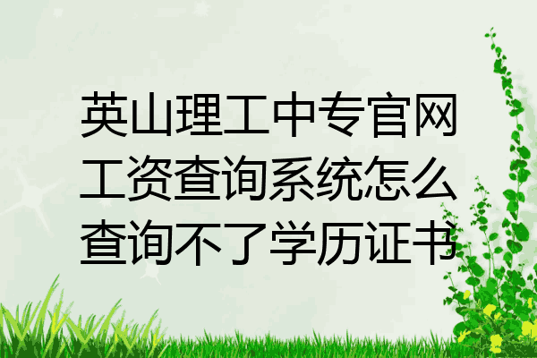 英山理工中专官网工资查询系统怎么查询不了学历证书