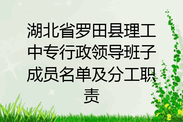 湖北省罗田县理工中专行政领导班子成员名单及分工职责