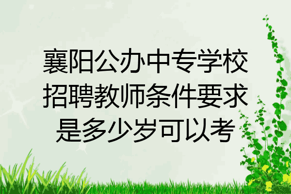 襄阳公办中专学校招聘教师条件要求是多少岁可以考