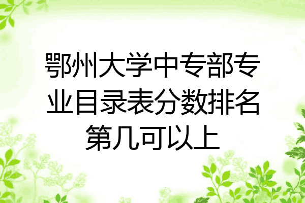 鄂州大学中专部专业目录表分数排名第几可以上