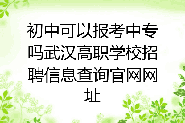 初中可以报考中专吗武汉高职学校招聘信息查询官网网址