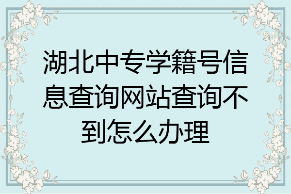湖北中专学籍号信息查询网站查询不到怎么办理