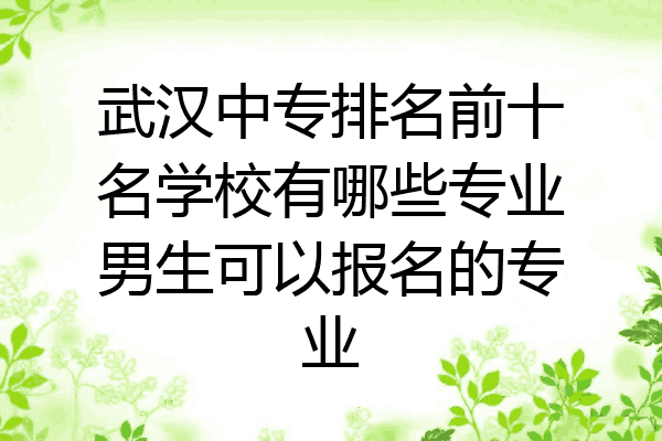 武汉中专排名前十名学校有哪些专业男生可以报名的专业