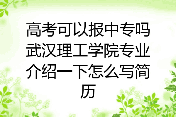 高考可以报中专吗武汉理工学院专业介绍一下怎么写简历