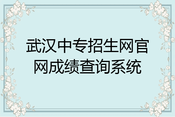 武汉中专招生网官网成绩查询系统