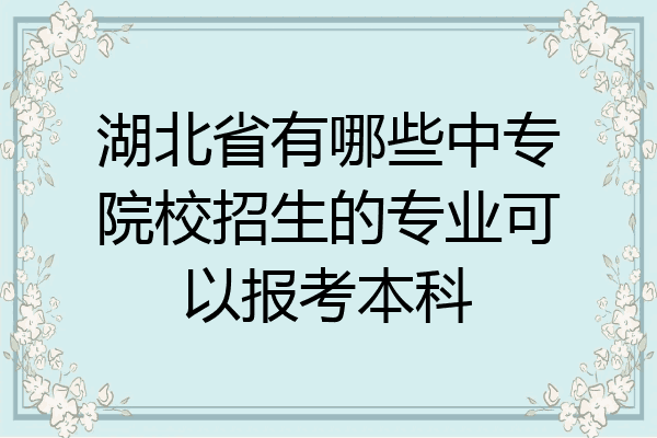 湖北省有哪些中专院校招生的专业可以报考本科