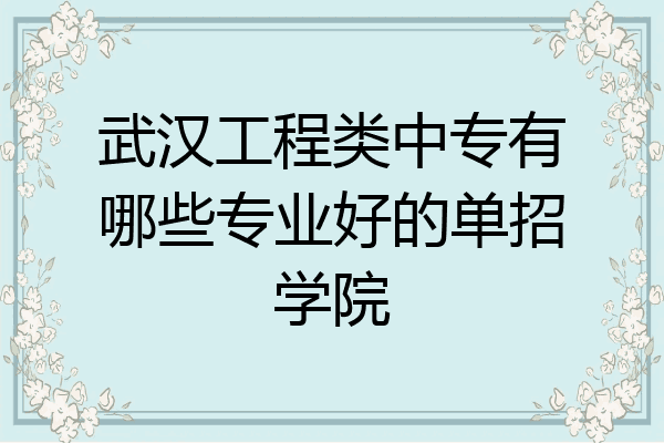 武汉工程类中专有哪些专业好的单招学院