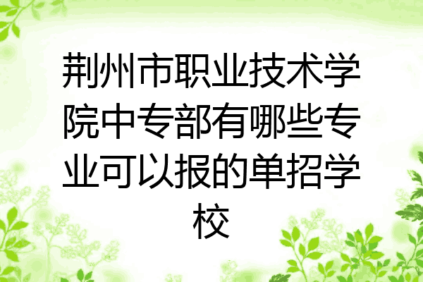荆州市职业技术学院中专部有哪些专业可以报的单招学校