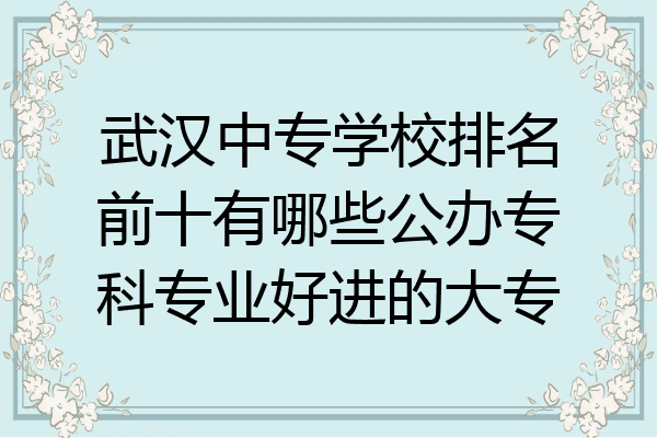 武汉中专学校排名前十有哪些公办专科专业好进的大专