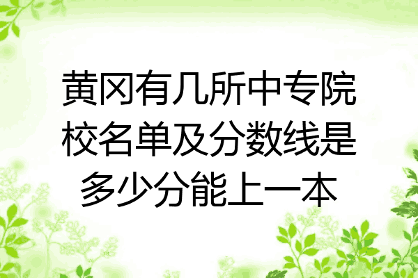 黄冈有几所中专院校名单及分数线是多少分能上一本