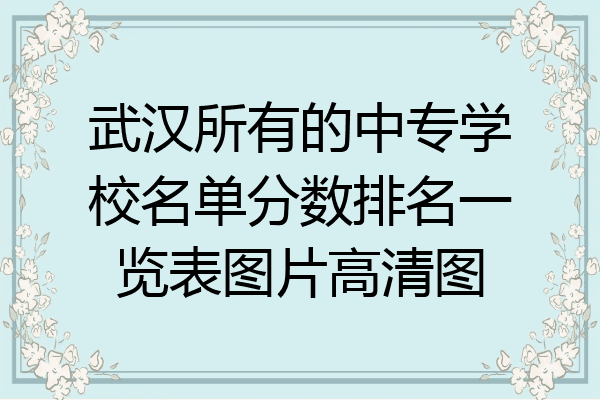 武汉所有的中专学校名单分数排名一览表图片高清图
