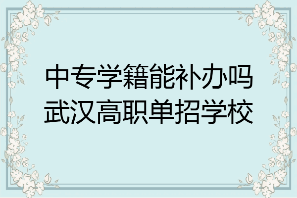 中专学籍能补办吗武汉高职单招学校